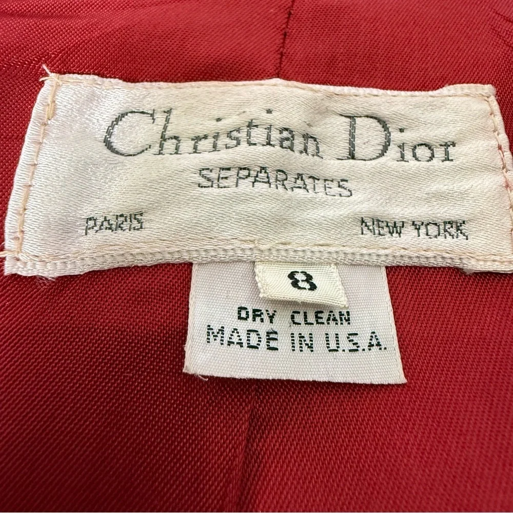 Vintage Christian Dior Separates red 100% Wool oversized Blazer Jacket size 8